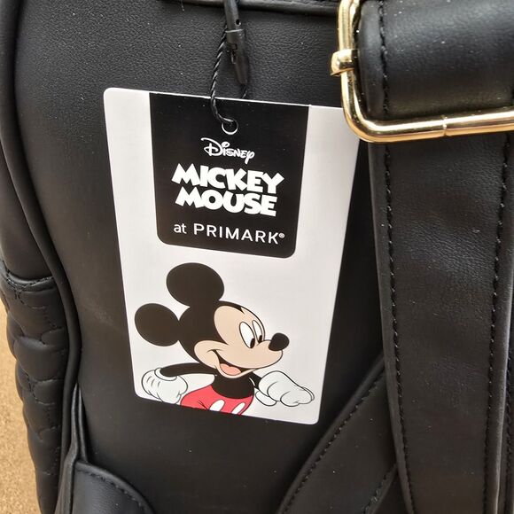 Disney Primark Winking Mickey Mouse Black Embossed Backpack Bag New (B9) - Picture 6 of 11